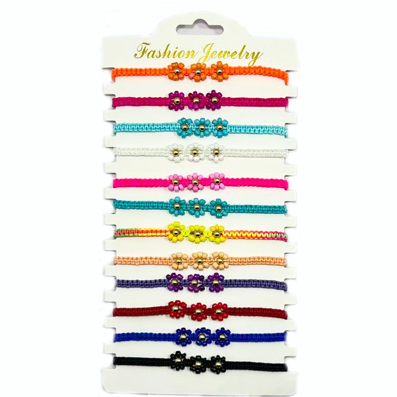 Adjustable Multi-Color Daisy Beaded Bracelet for Beach Parties