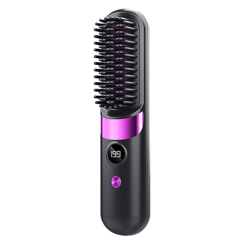 Wireless USB Charging Portable Straightening and Curling Comb for Home Use