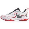 Li Ning Sound Wave Fabric Synthetic Leather Wear Resistant Shock Absorption Low Top Badminton Shoes Men Shoes White Red AYTQ017-1