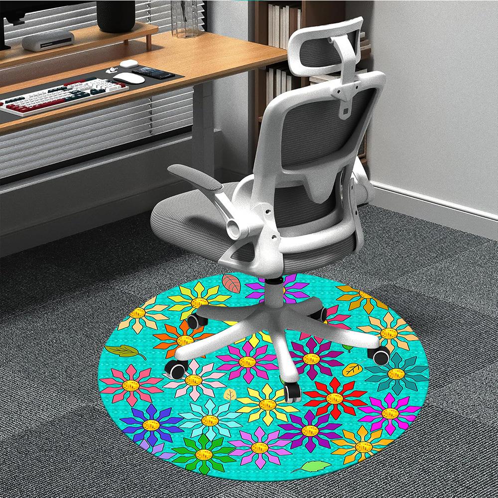 1pc Flower Mandala Chair Carpet for Office, Non-slip, Soft and Durable Office Rug, Perfect for Office yy260131089