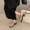 2025 Summer with Skirt Thick Heel Sandals Women's Shoes New Toe Retro Niche Beach Strap Roman Shoes