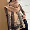Generous Luxury Mature Flower Jacquard Scarf - Cashmere Feel Shawl with Fringe Detail - Super Warm & Windproof for Autumn Winter