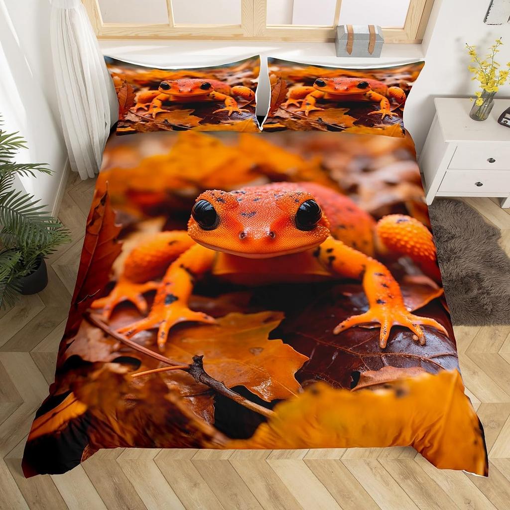 Lizard Reptiles Duvet Cover Gift For Boys Girls Funny Gecko Bedding Set Full Queen Microfiber Cute Animal Theme Comforter Cover