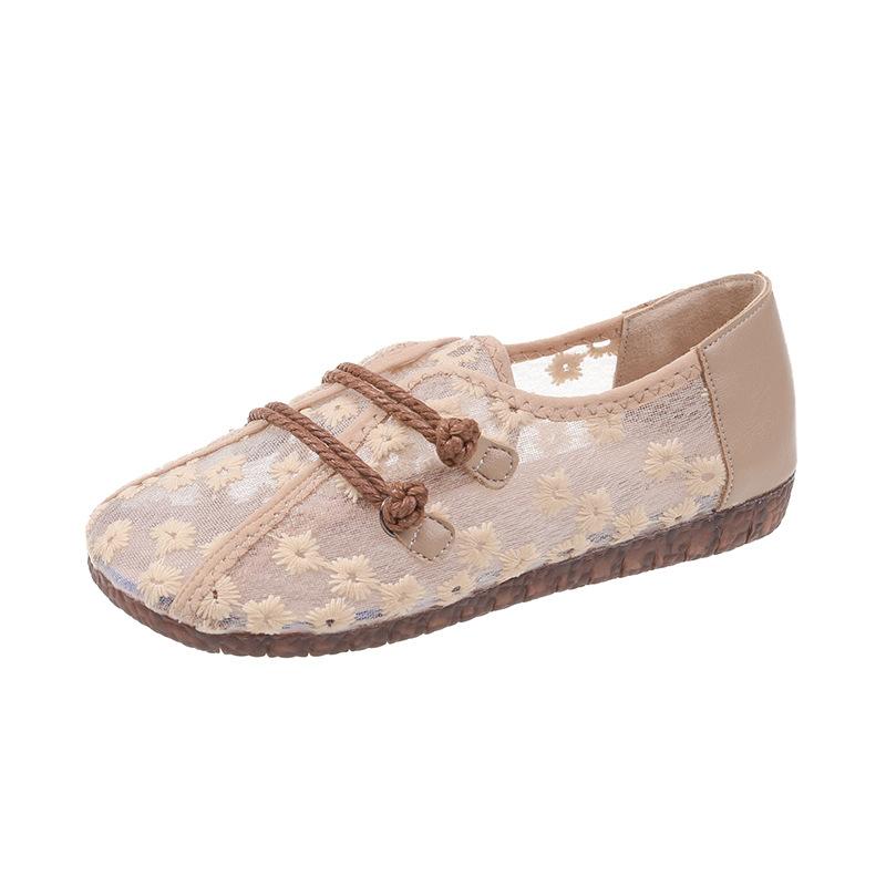 2024 Summer Minimalist Mesh Hollow Flat Shoes for Women Soft Sole Comfortable and Anti Slip Shoes for Pregnant Women and Mothers