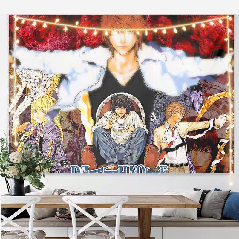 YYagami Light DDeath NNote Background Comic Peripheral Tapestry Student Room Bedroom Decoration Wall Cloth Hanging Tapestry