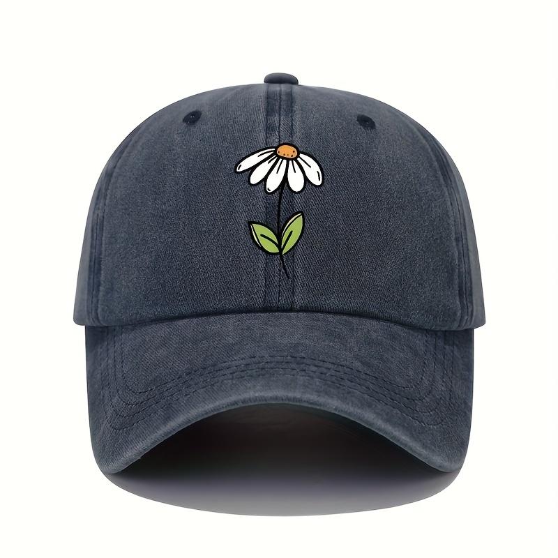 Baseball cap with simple flower pattern print design for both men and women, suitable for outdoor travel and leisure travel