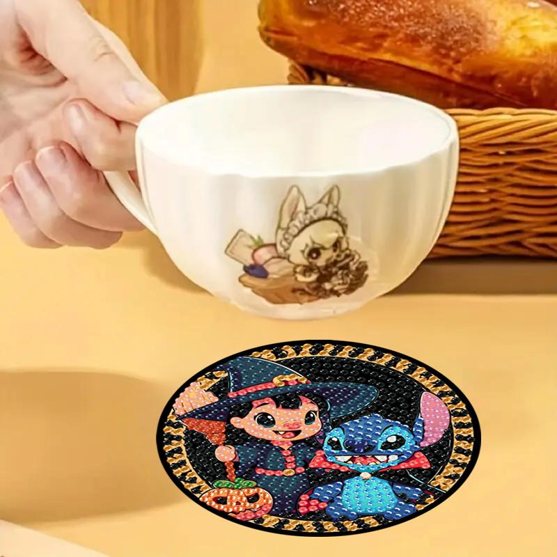 8 шт./Набор Набор для алмазной вышивки Lilo & Stitch, подставки под стаканы с держателем, противоскользящие деревянные подставки, подставки Diamond Art для взрослых