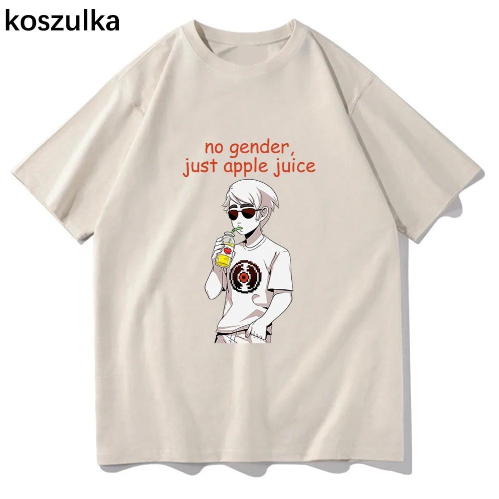 Футболки Homestuck Без пола, просто яблочный сок Смешная мужская/женская толстовка Винтажная летняя хлопковая футболка с коротким рукавом в стиле харадзюку