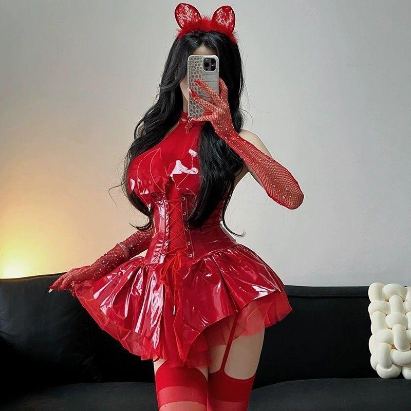 Anime Devil's City Queen Unifrom Women Cool Girl Punk Cyber Leather Outfits Costumes Cosplay Halloween Costumes Sexy Women BDSM