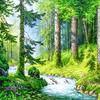 Набор для вышивки крестом DIY Алмазная вышивка Лесной ручей Полный круглый алмазная живопись Мозаика Домашний декор