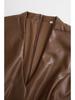 2026 European Fashion V-Neck Slim Leather Bodycon Dress with Long Sleeves