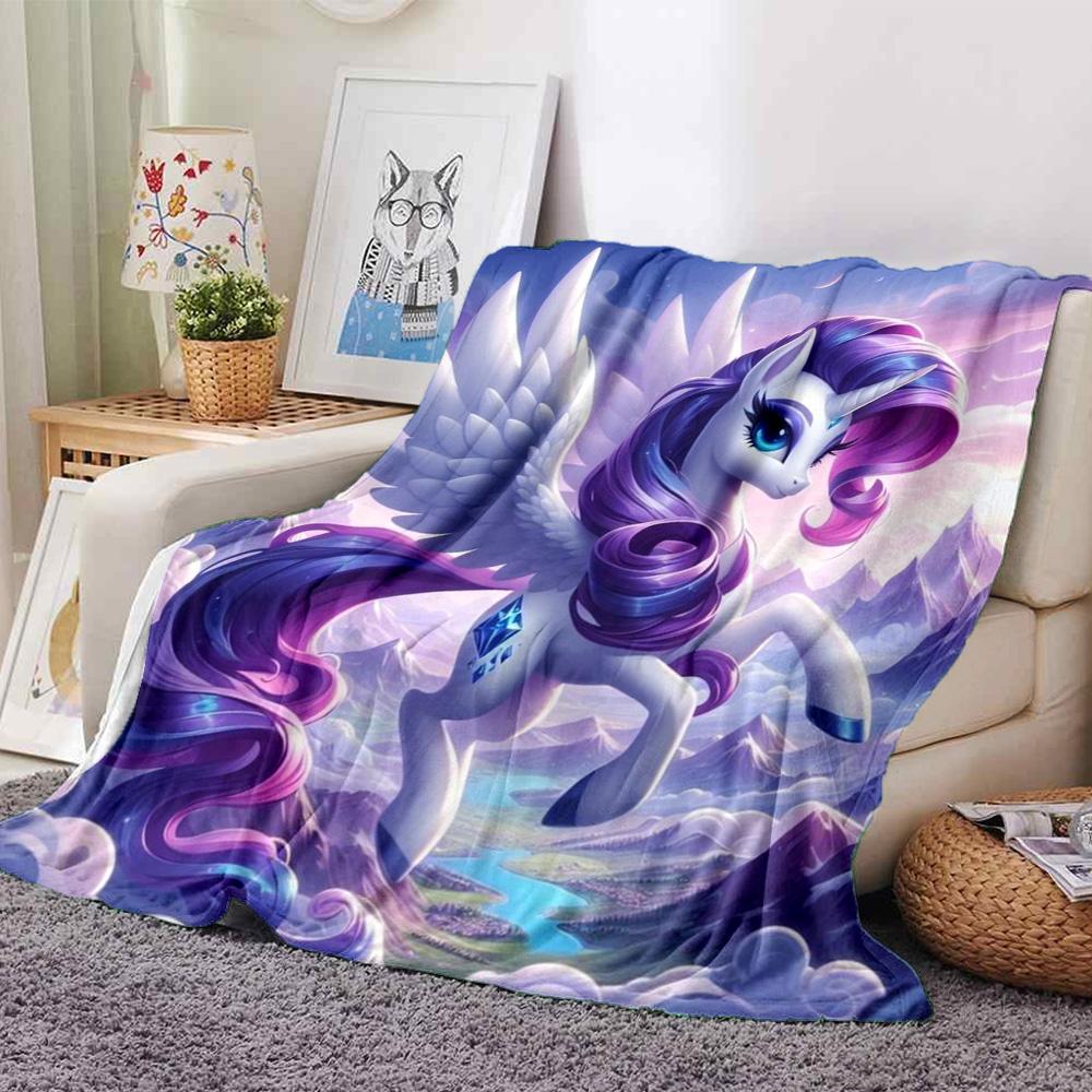 Purple Mane Alicorn Mountain Cloud Fantasy Print Flannel Blanket Soft Warm Throw Blanket For Sofa Bedroom