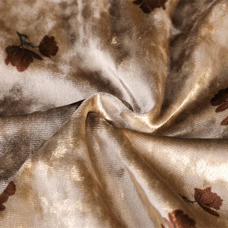 Юбка средней длины. Осенне-зимняя женская юбка. Женская длинная юбка из золотого бархата в стиле ретро с принтом.