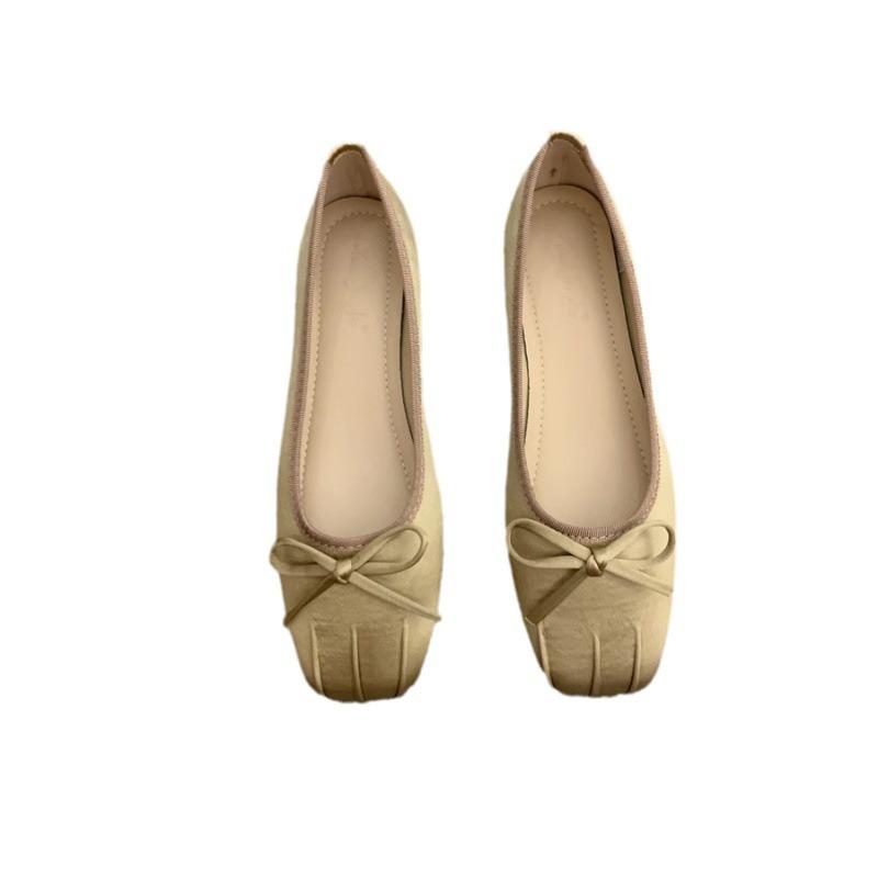 Туфли-лодочки с квадратным носком, неглубоким вырезом, на плоской подошве, женские, новые весна-осень 2025, универсальные повседневные туфли-лодочки с нежной атласной поверхностью