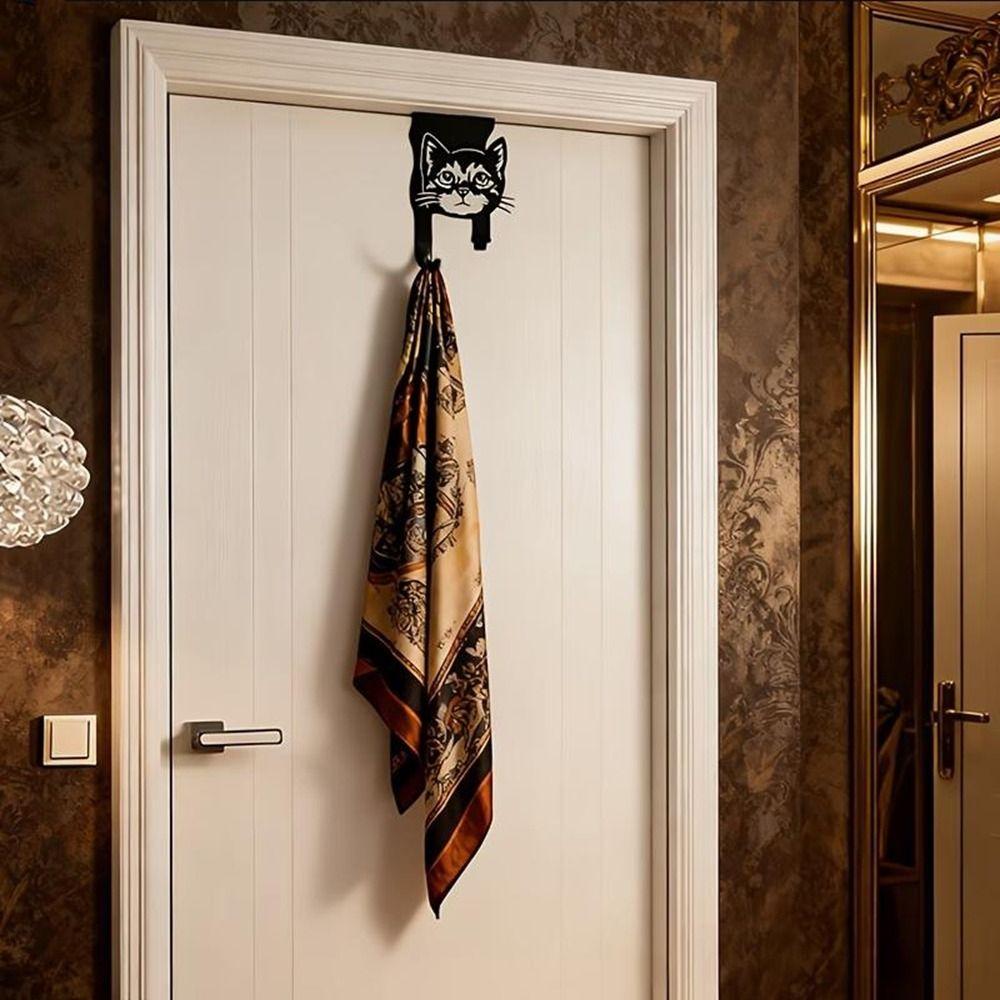 Black Coating Cats Shaped Over Door Hook Rustproof Over the Door Hangers Wall Hanger Cat Lovers