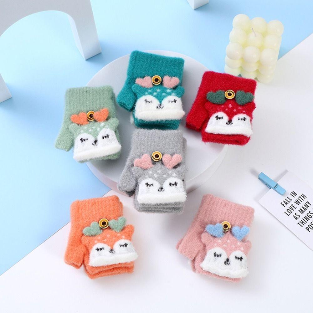 Fingerless Knitting Mittens Thick Mitten Lovely Kids Gloves Baby Kids