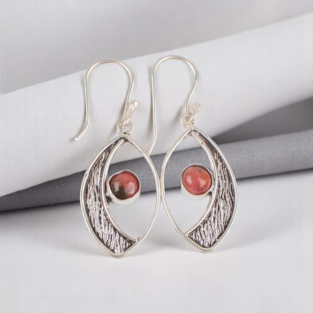 Черный родонит драгоценный камень 925 стерлинговое серебро ювелирные изделия ручной работы серьги 1,60" EE-61-25