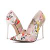 Personality Printed Colorful Slip-on Women Pumps Elegant Pointed Toe Stiletto High Heeled Spring Autumn Party Club Shoes 35-46