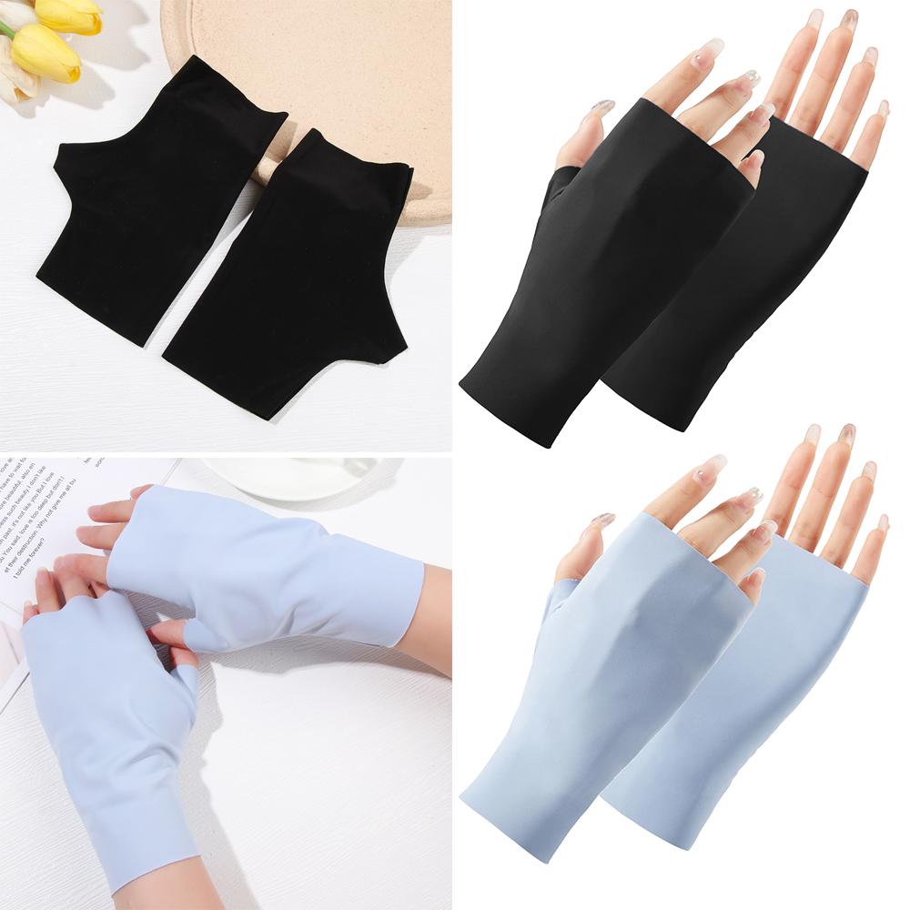 1 pair Women Thin Outdoor Touch Screen Sun Protection Gloves Driving Mitten Ice Silk Glove