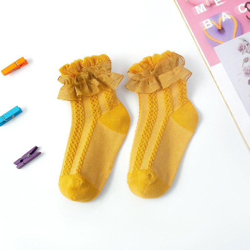 Носки для маленьких девочек, детские хлопковые кружевные носки принцессы, весенне-летние осенние носки для младенцев