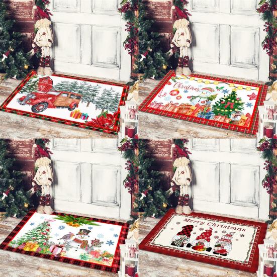 Рождественский ковер с красочным принтом, противоскользящий, декоративный, моющийся, износостойкий, новогодний, праздничный, дверной коврик, входной коврик, домашний декор, коврик для дома и улицы