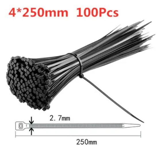 100 шт. Самоблокирующиеся пластиковые нейлоновые стяжки Черные 5X300 Кабельные стяжки Крепежное кольцо 3X200 Кабельные стяжки Хомуты-молнии Ремешок Набор нейлоновых кабельных стяжек