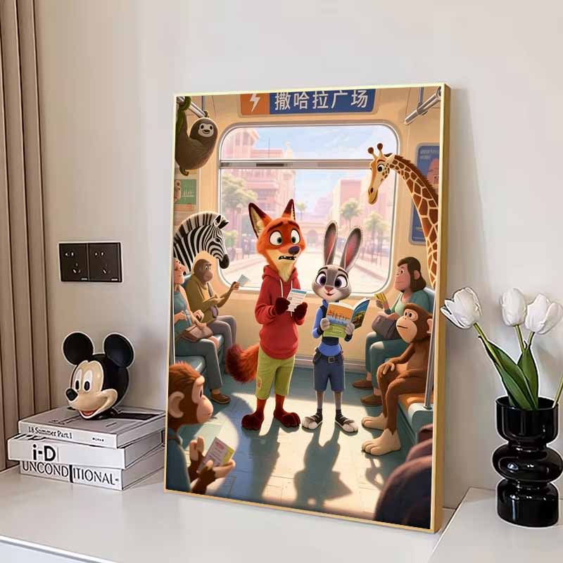 Disney 5D DIY Алмазная живопись Зверополис Фан-арт Иллюстрация Полный круг Алмазная мозаика Мультяшная Вышивка крестом Произведение искусства для украшения дома