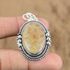 Womens Day Deal Fossil Coral Stone Sterling Silver Art Deco Engagement Pendant