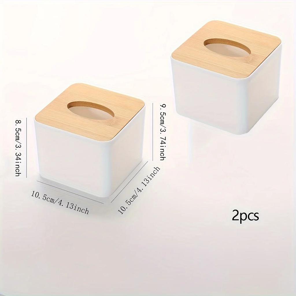 1pc/2pcs-Tissue Box Napkin Holder Case Paper Box Container Bamboo Cover Solid Wood Hotel Storage Box Home Table Decoration