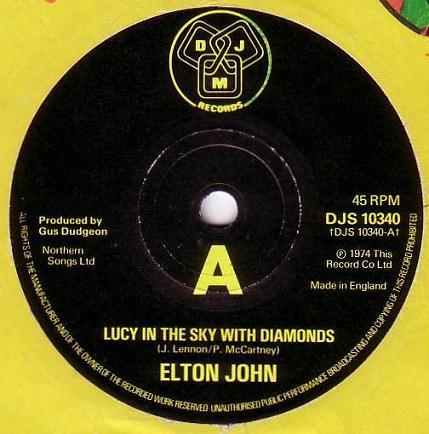 Пластинка 7 дюймов ELTON JOHN - Lucy In The Sky With Diamonds DJS10340 DJM Records 1976 UK Rock Б/у