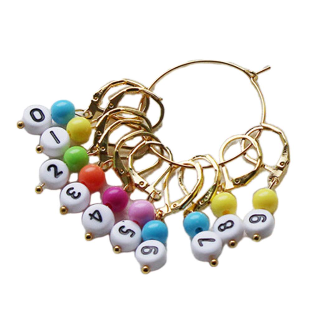 10Pcs Number Stitching Marker Acrylic Crochet Stitching Marker Charm Removable Lobster Clasp Locking Stitch Marker