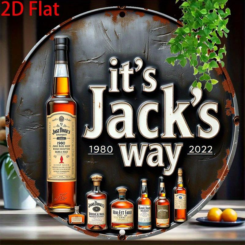 D Flat D Flat pc Vintage Whiskey Themed Metal Sign x cm Vintage Round Wall Decor with Distressed Finish Featu