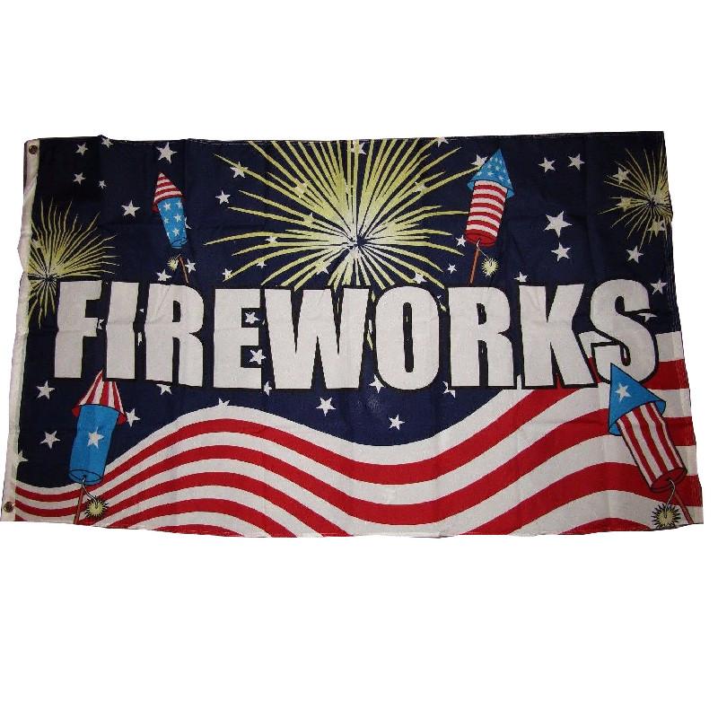 Letter Pattern Fireworks Flag Banner Fade Resistant Outdoor Decoration Gift