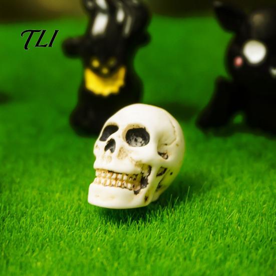 Spooky Ornaments for Indoor Plants Halloween Miniature Ornament, Skeleton Tombstone Miniature, Cute Mini Grim Reaper Bat Decor Haunted House Displays