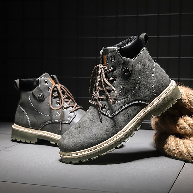 Мужские зимние кожаные мужские водонепроницаемые резиновые зимние ботинки для отдыха на мотоцикле, английские ретро-ботинки для мужчин 2024 года, новые