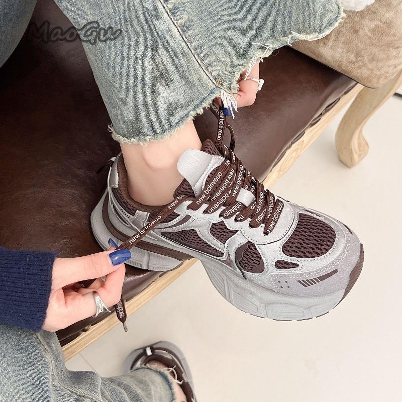 Модные женские массивные кроссовки весна осень ретро платформа повседневная обувь удобная шнуровка спортивная обувь легкие кроссовки для ходьбы