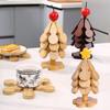 Tree Shape Wooden Trivets Set Foldable Kitchen Coasters Creative Heat Resistant Hot Pot Holders Decorative Placemat for Home Kitchen Restaurant