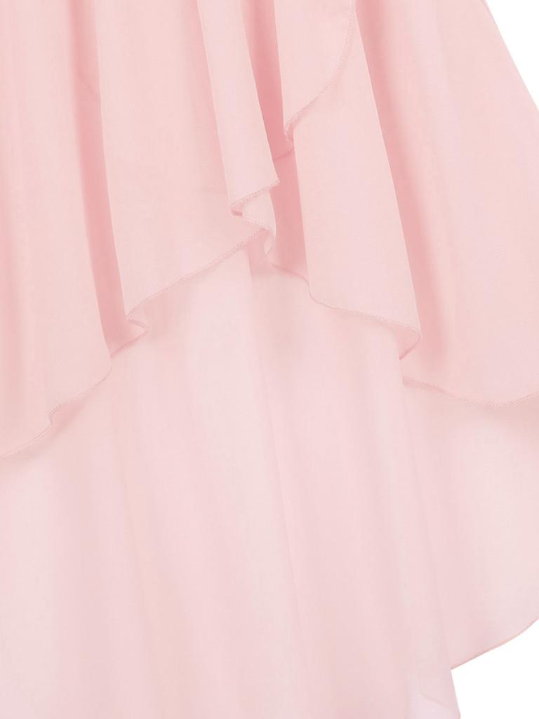 Kids Girls High Low Chiffon Dance Skirt for Lyrical Ballet Latin Jazz Stage Performance