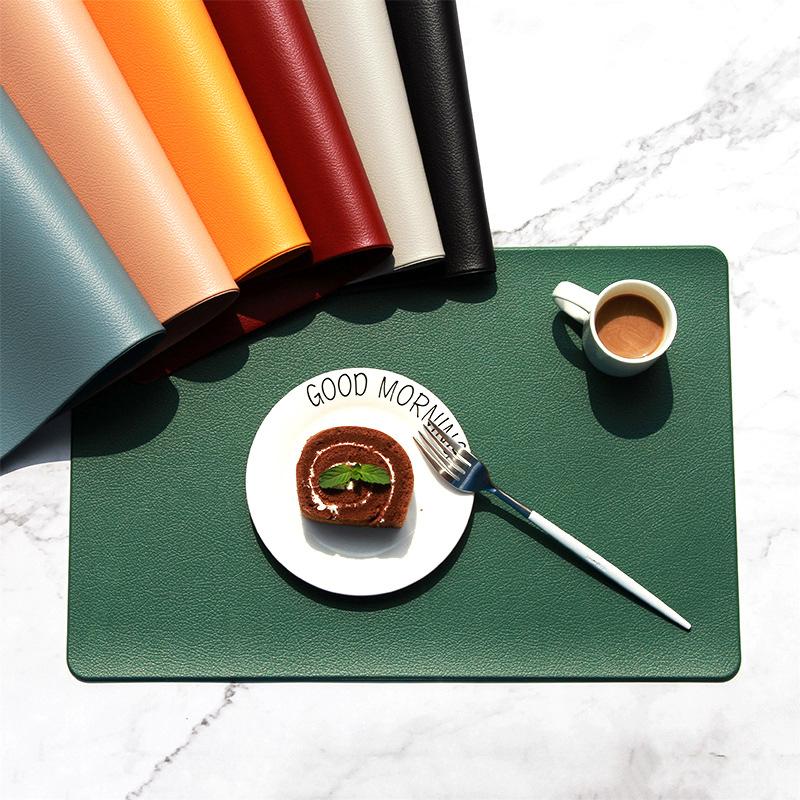 Leather Placemats Non-Slip Heat Insulation Placemats Table Mats Household Table Mats Waterproof Hotel Western Food Mats Coasters