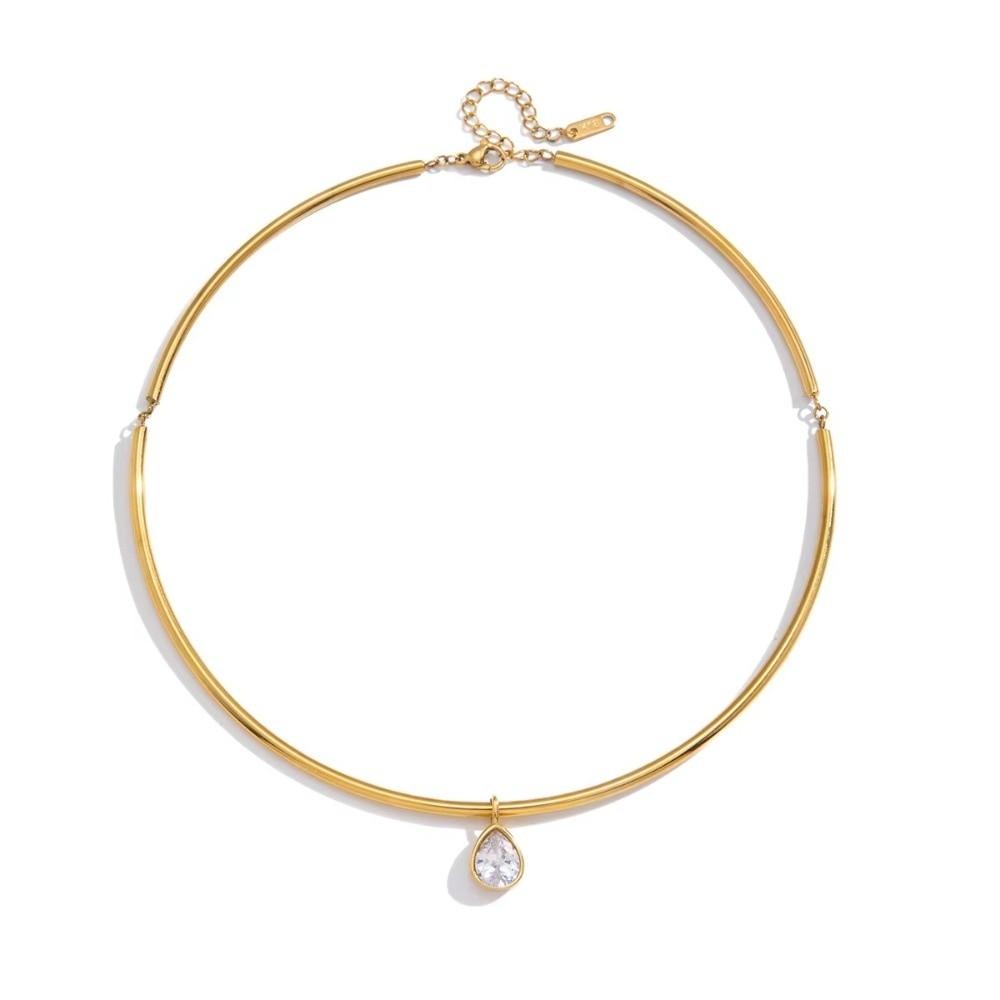 Gold Plated Pendant Necklace Stainless Steel Neck Collar Retro Neck Chain Fashion Jewelry