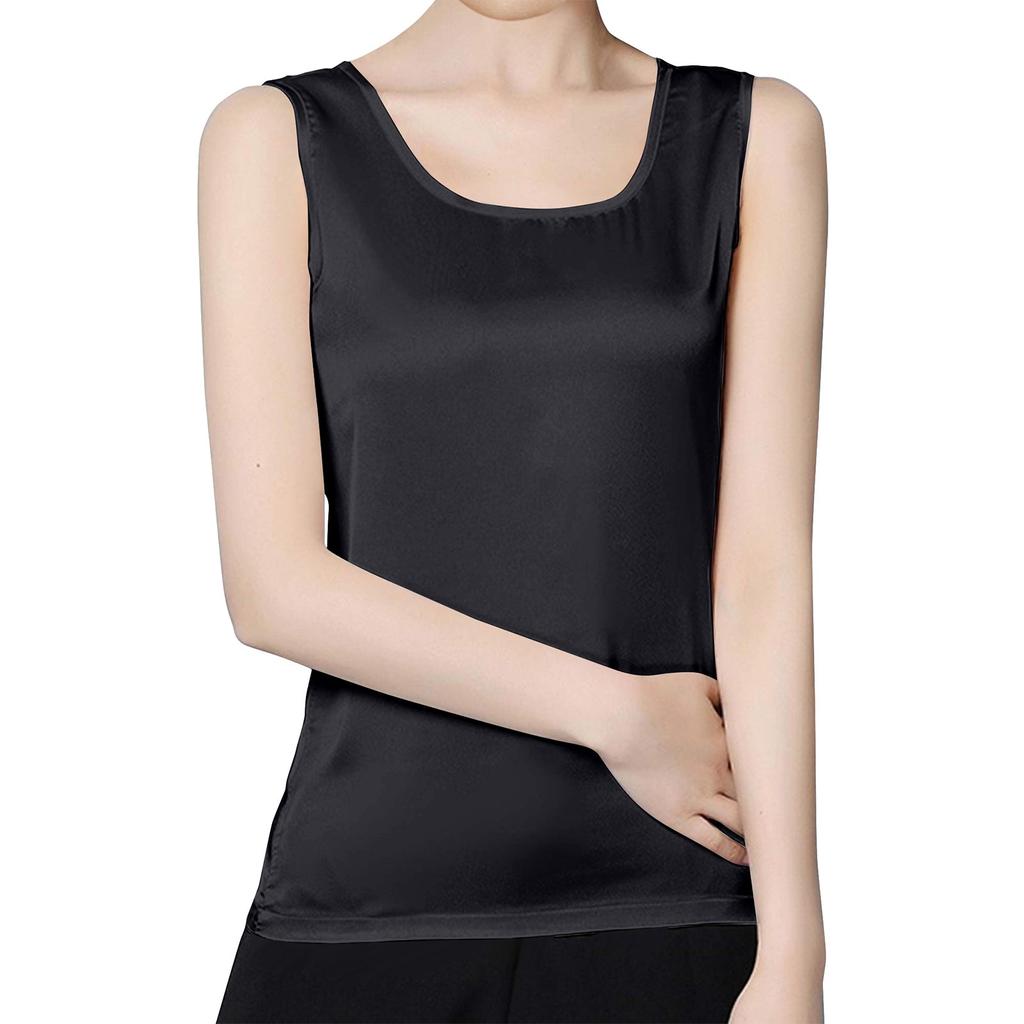 Женские атласные майки с U-образным вырезом, повседневные майки без рукавов, летние базовые майки