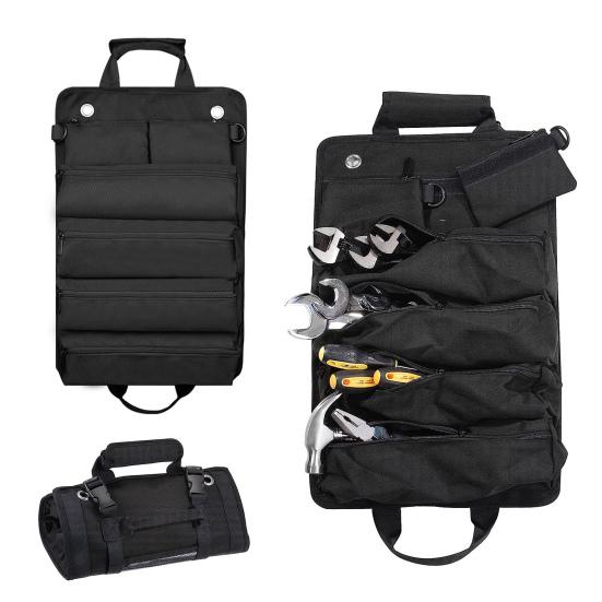 Свернутая сумка для инструментов с ручкой, водонепроницаемая, износостойкая, портативная, сверхпрочная, органайзер для инструментов, сумка для хранения