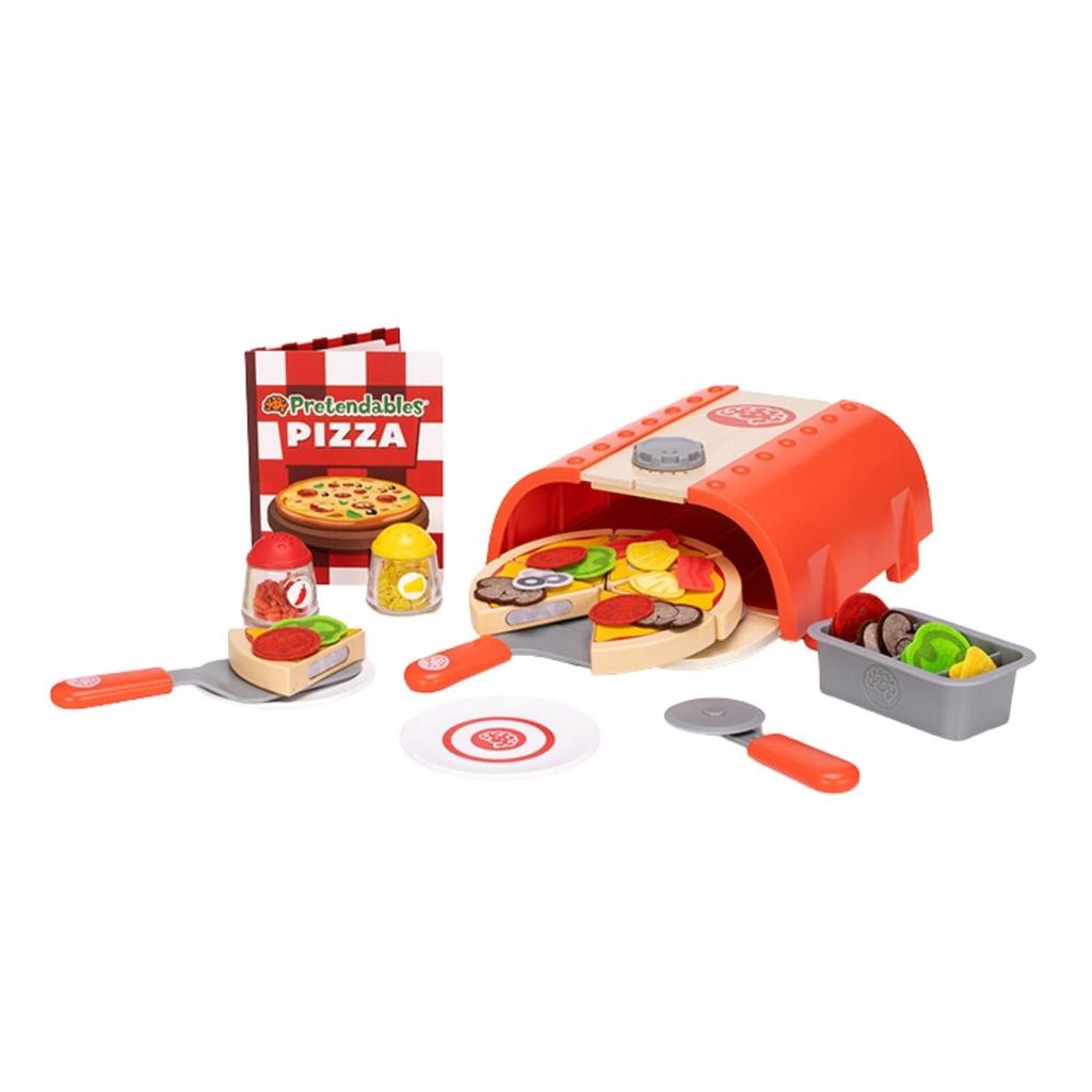 Fat Brain Toys Аутентичный набор для игры в приготовление пиццы с деревянной печью для пиццы, FA405-1, Аутентичный