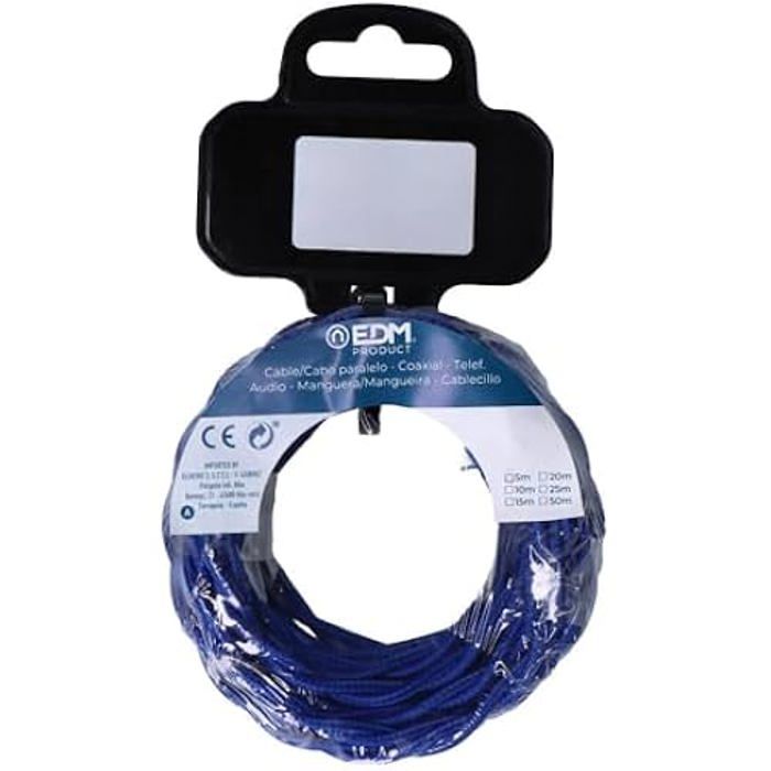 Câbles électriques - EDM - Tressé - Bleu - Utilisation intérieure - Vendu à l'unité