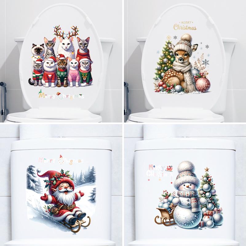 Christmas Wall & Window Stickers - Santa, Reindeer, Snowman Decals for New Year Decoration