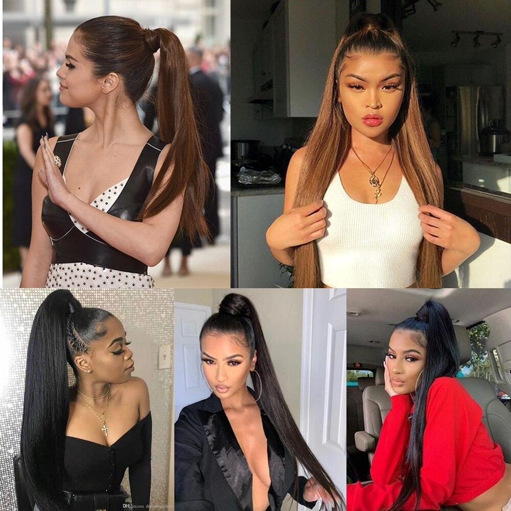 Long Straight Clip In Hair Tail False Hair Ponytail Hairpiece With Hairpins Synthetic Hair Pony Tail Hair Extension