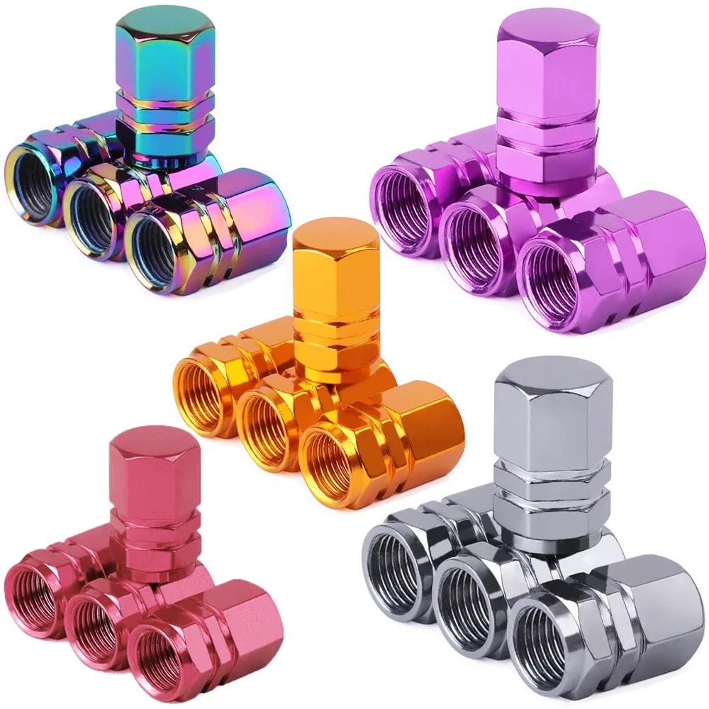 4Pcs Aluminum Alloy Car Wheel Tire Valve Caps Tyre Rim Stem Covers Airdust Waterproof For Automobiles Motorcycles Accessories Stem Caps1