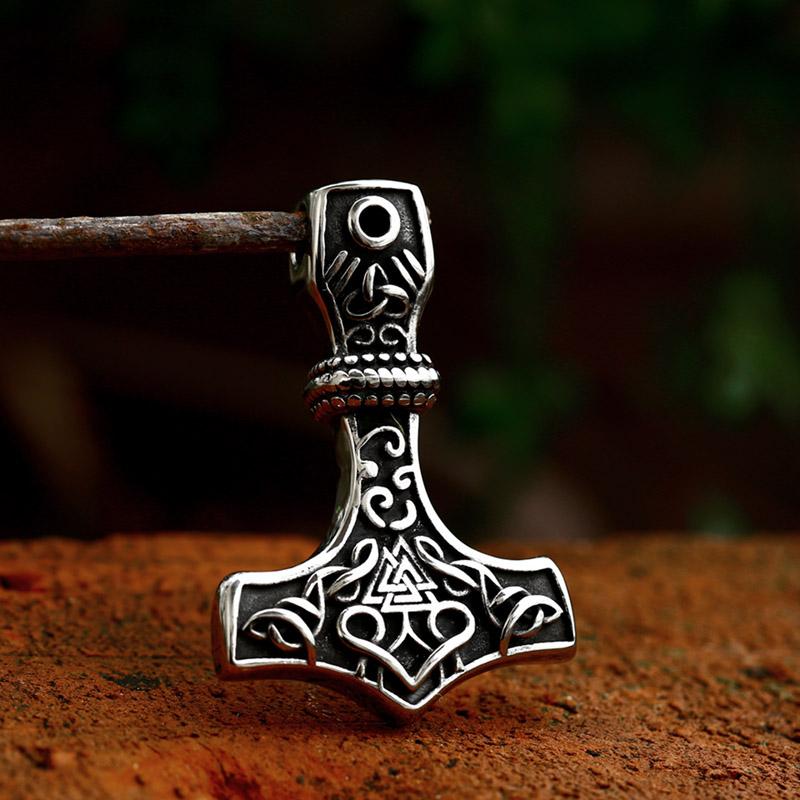 BEIER thor's hammer mjolnir pendant necklace viking scandinavian norse viking necklace with stainless steel chain BP8-384