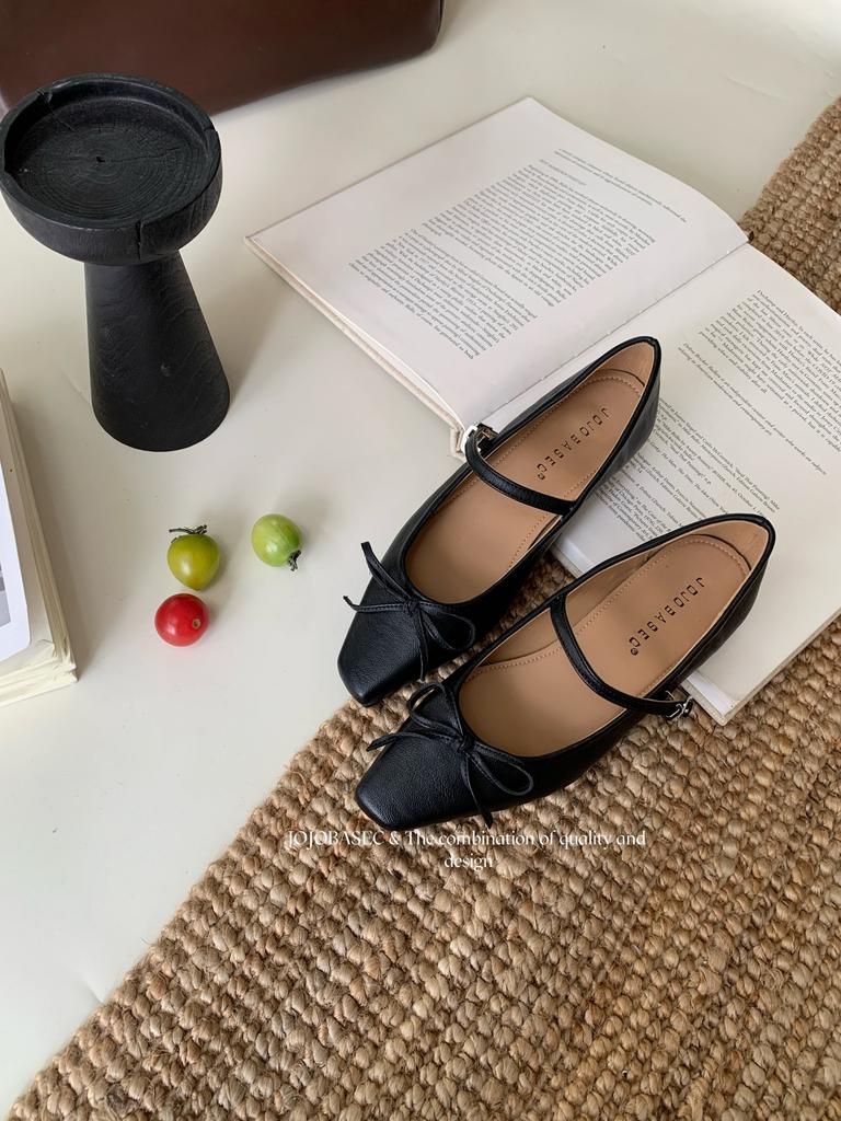 French Versatile Mary Jane Shoes Women's 2025 Autumn New Small Wedge Heel Single Shoes Bow Ballet Shoes