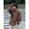 Korean Style Loose and Lazy Style Western Style Casual Versatile Long Sleeves Lapel Bandage Dress Inner Matching Contrast Color Plaid Overshirt Women